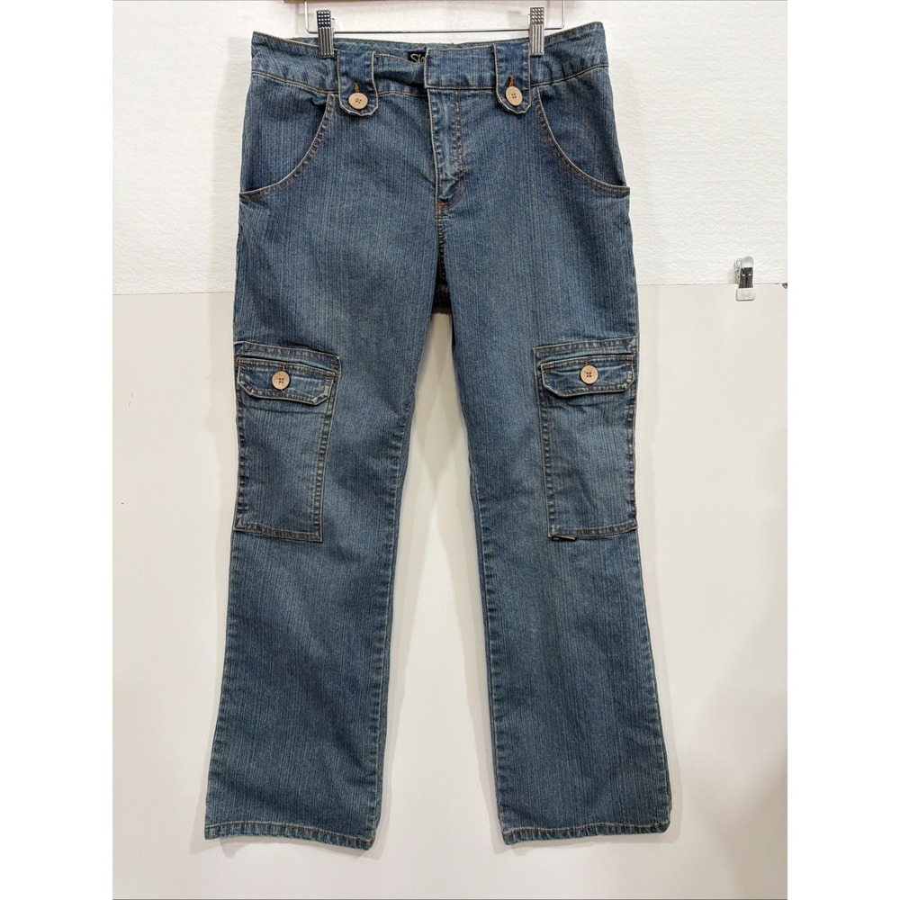 Sharon Anthony  Blue Denim High Rise 4 Pocket Jeans Size 12 Y2K Boot Cut Hippie‎